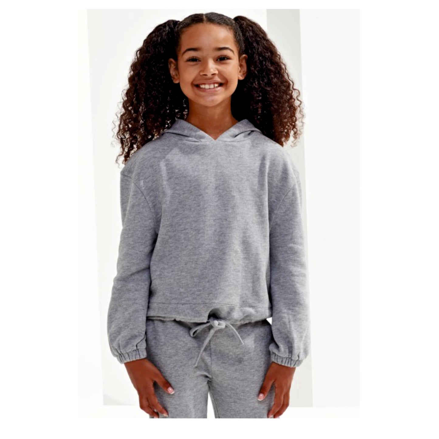 Kids Cropped Oversized Hoodie - Grey - TR85B