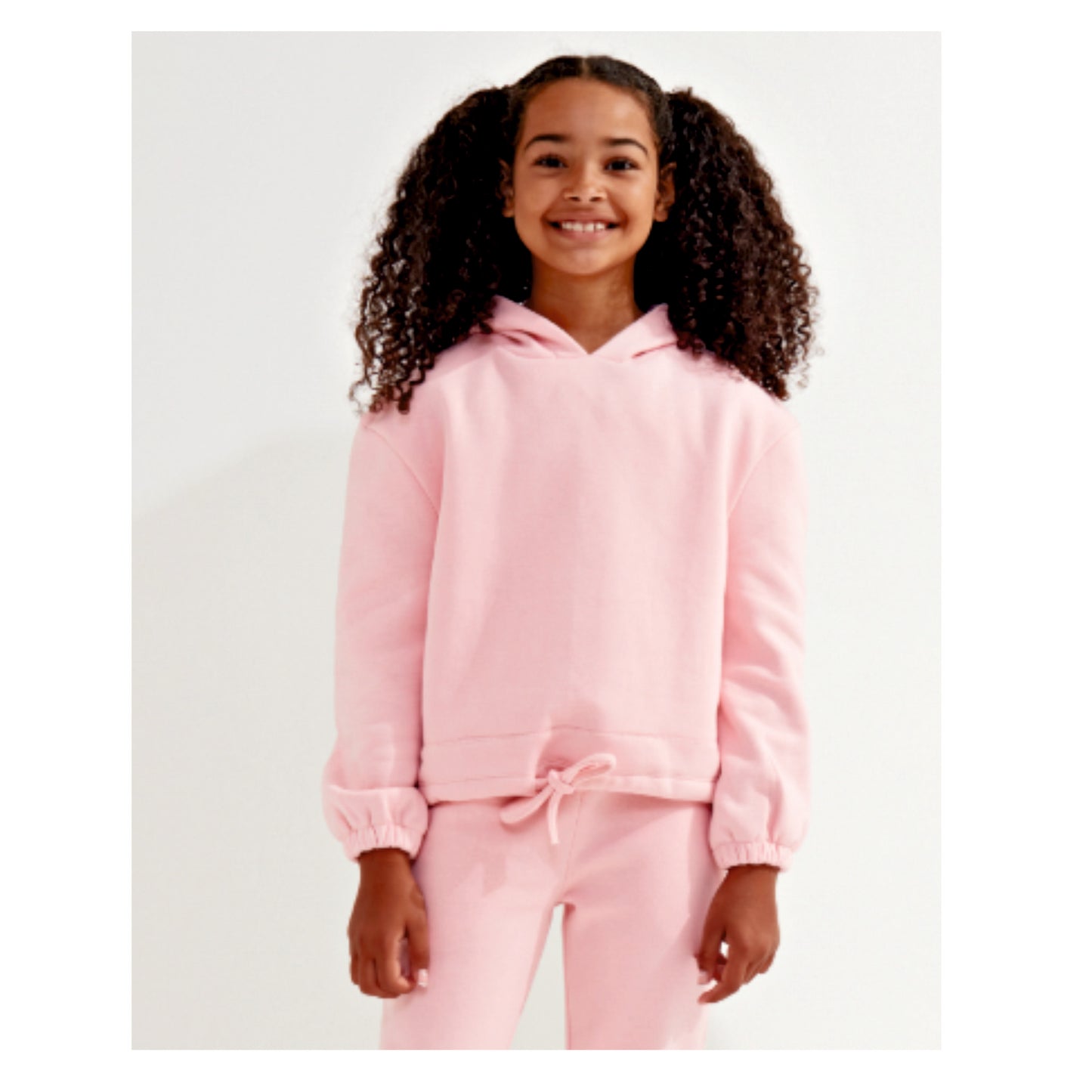 Kids Cropped Oversized Hoodie - Pink - TR85B