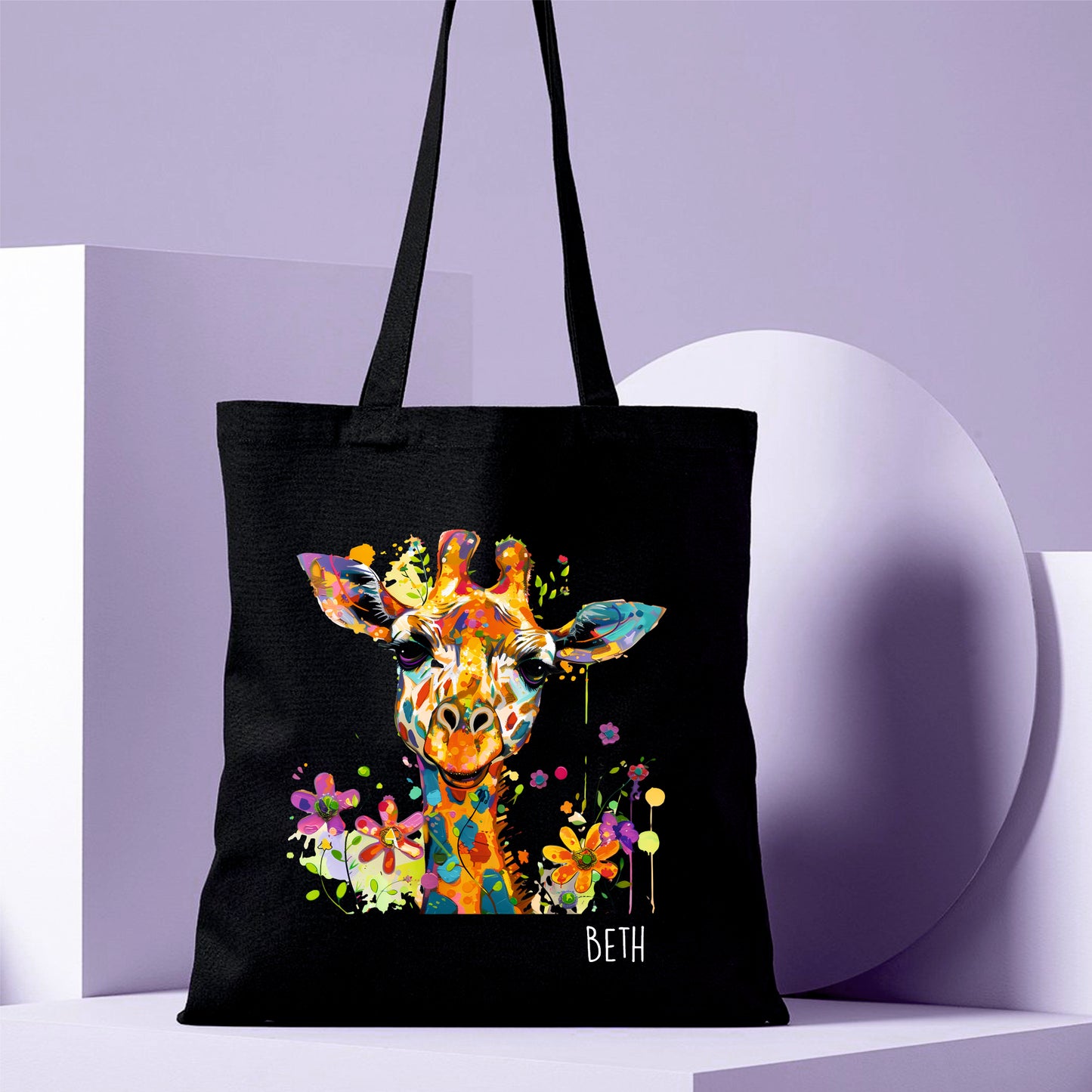 Personalised Giraffe Cotton Shopper - RL100