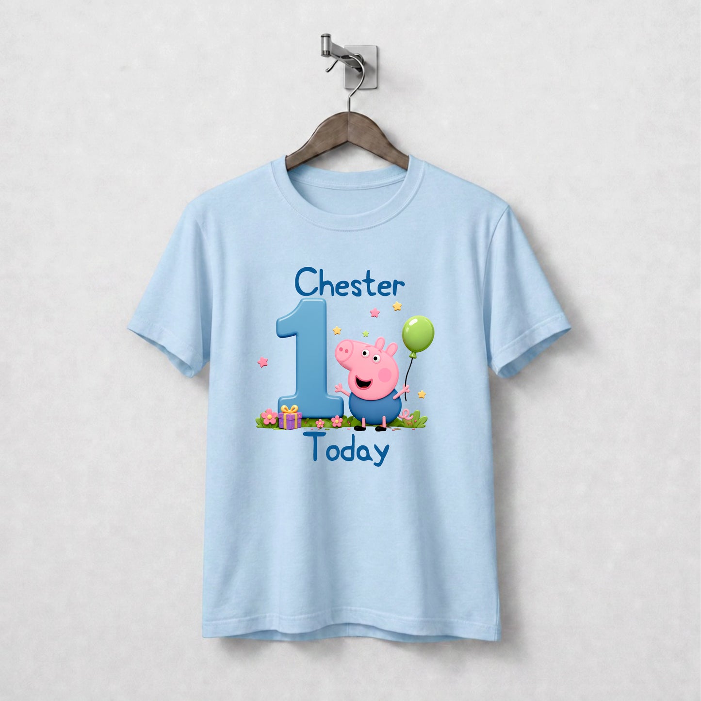 Personalised George Pig Birthday Tee Shirt.