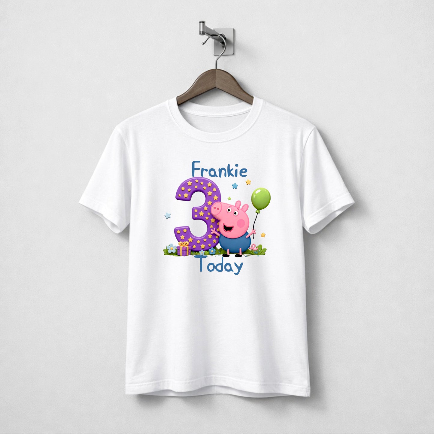 Personalised George Pig Birthday Tee Shirt.