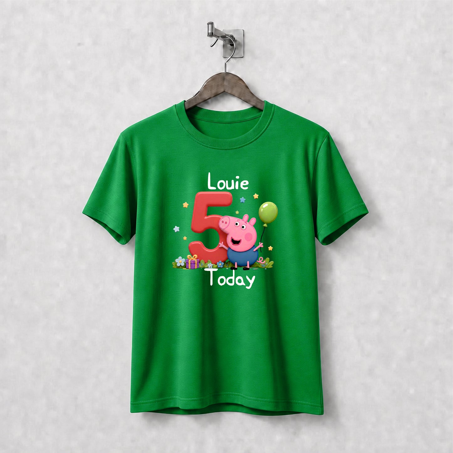 Personalised George Pig Birthday Tee Shirt.