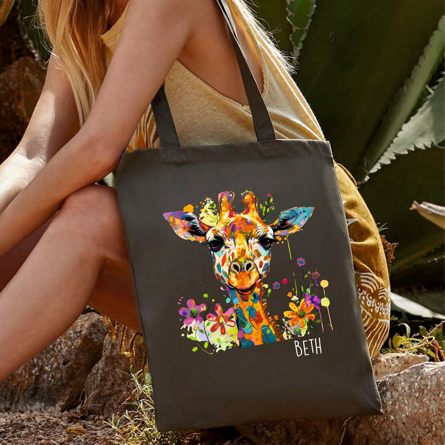 Personalised Giraffe Cotton Shopper - RL100