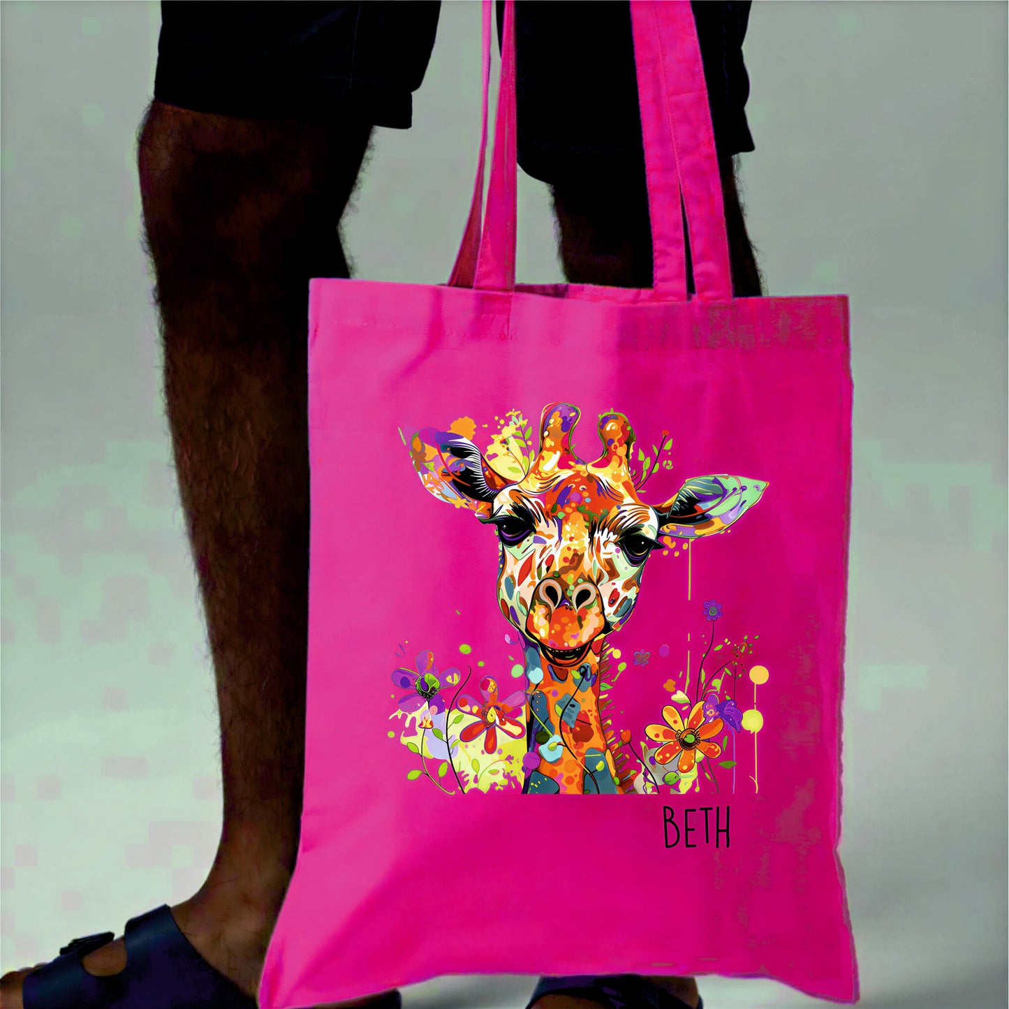 Personalised Giraffe Cotton Shopper - RL100