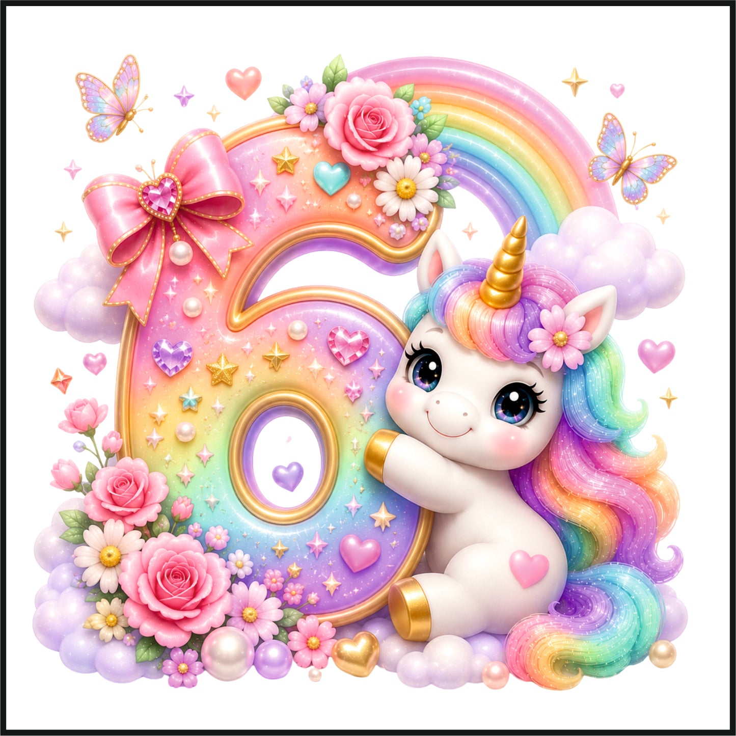 Personalised Unicorn Birthday Tee Shirt.