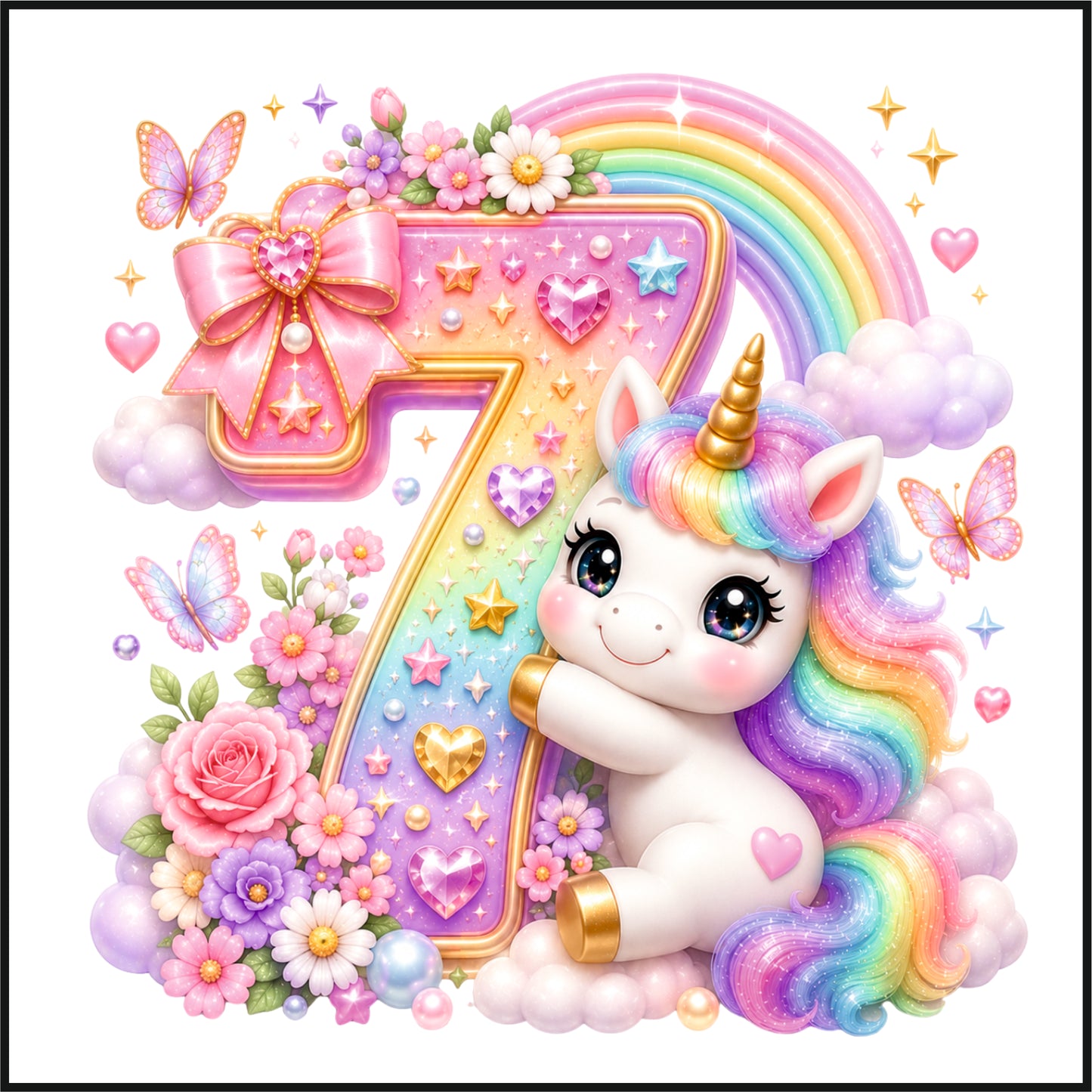 Personalised Unicorn Birthday Tee Shirt.