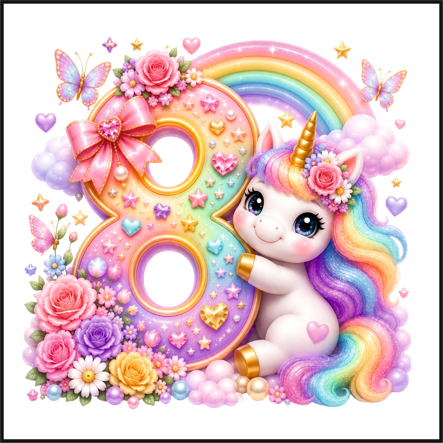 Personalised Unicorn Birthday Tee Shirt.