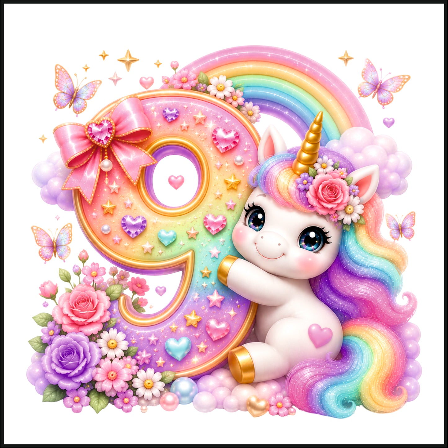Personalised Unicorn Birthday Tee Shirt.