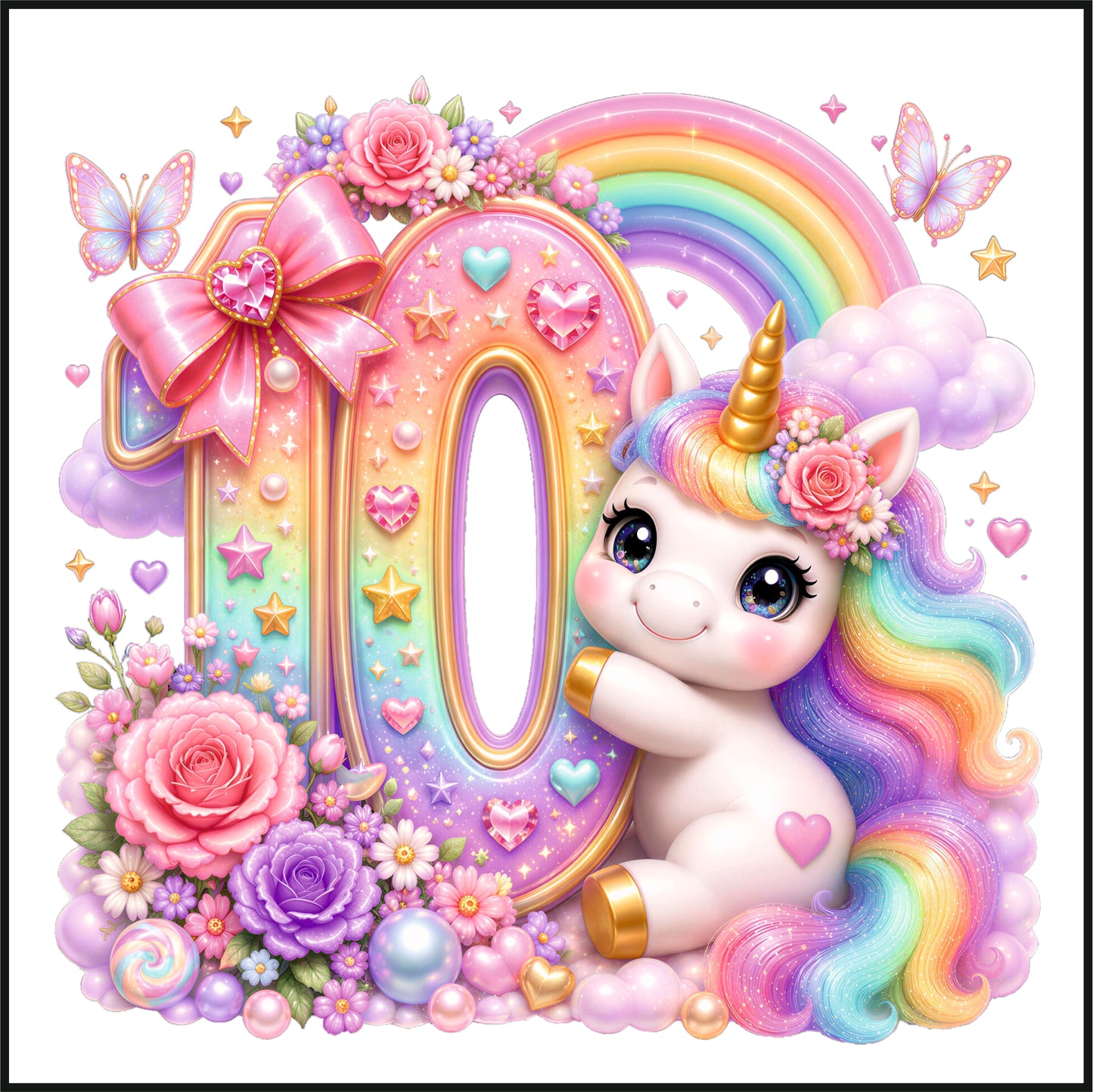 Personalised Unicorn Birthday Tee Shirt.