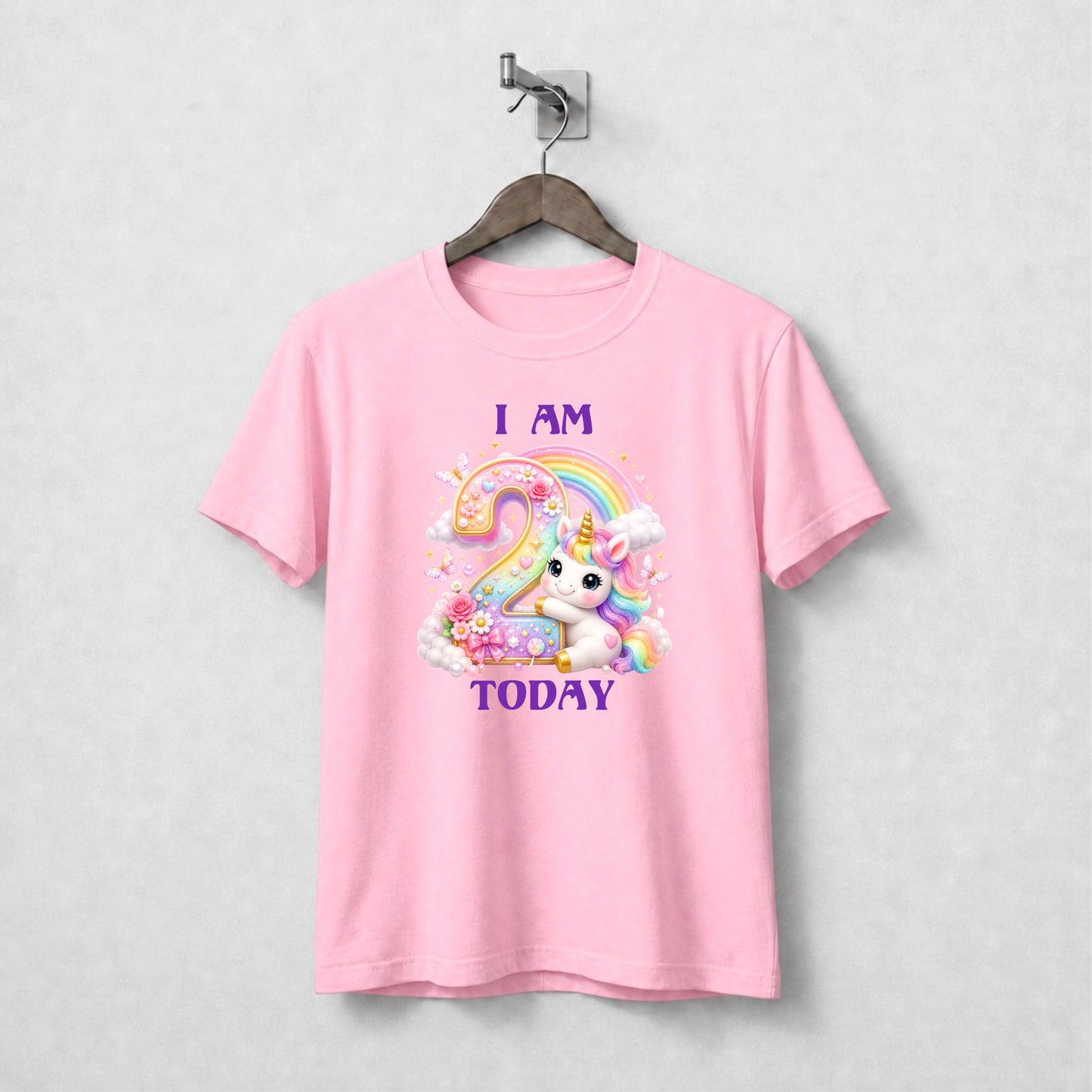 Personalised Unicorn Birthday Tee Shirt.
