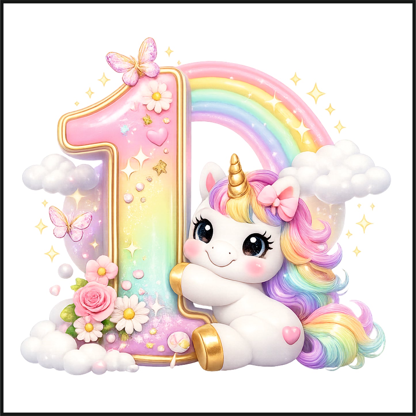 Personalised Unicorn Birthday Tee Shirt.