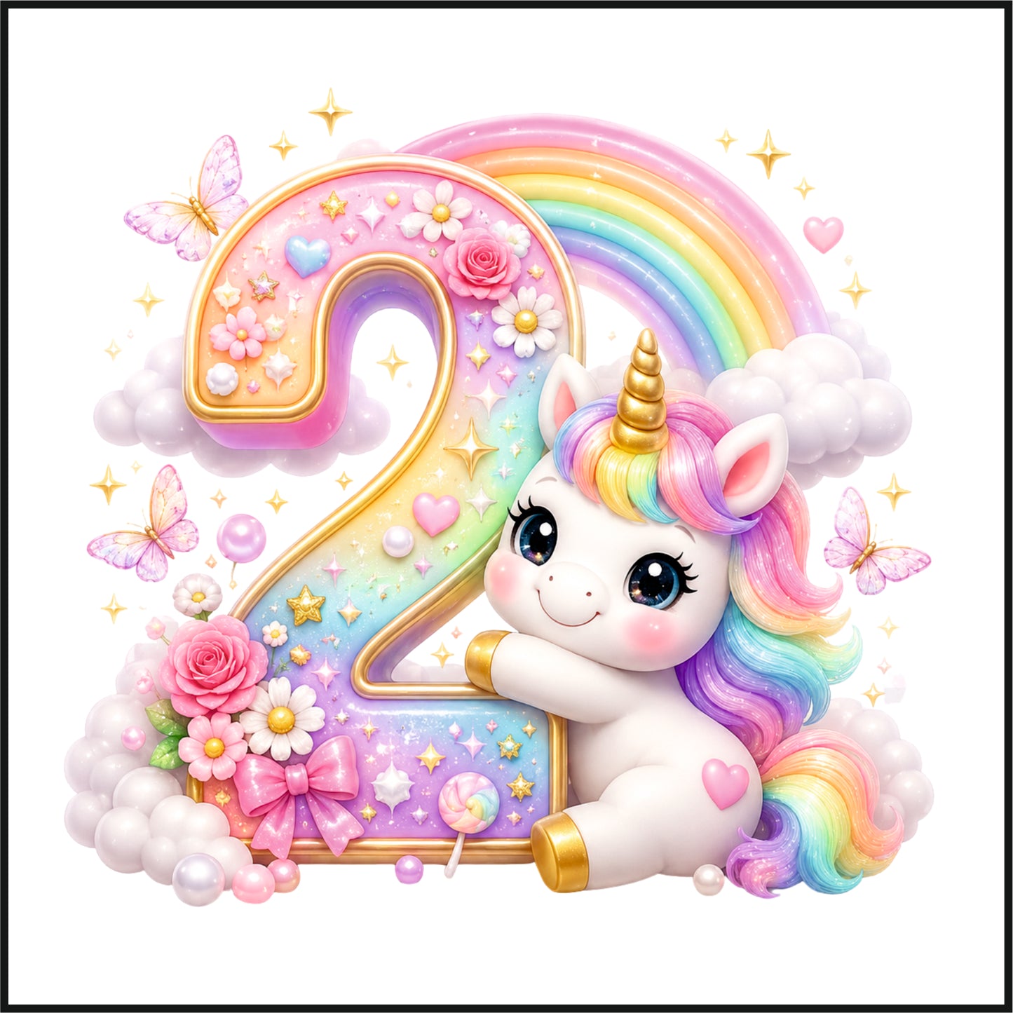 Personalised Unicorn Birthday Tee Shirt.