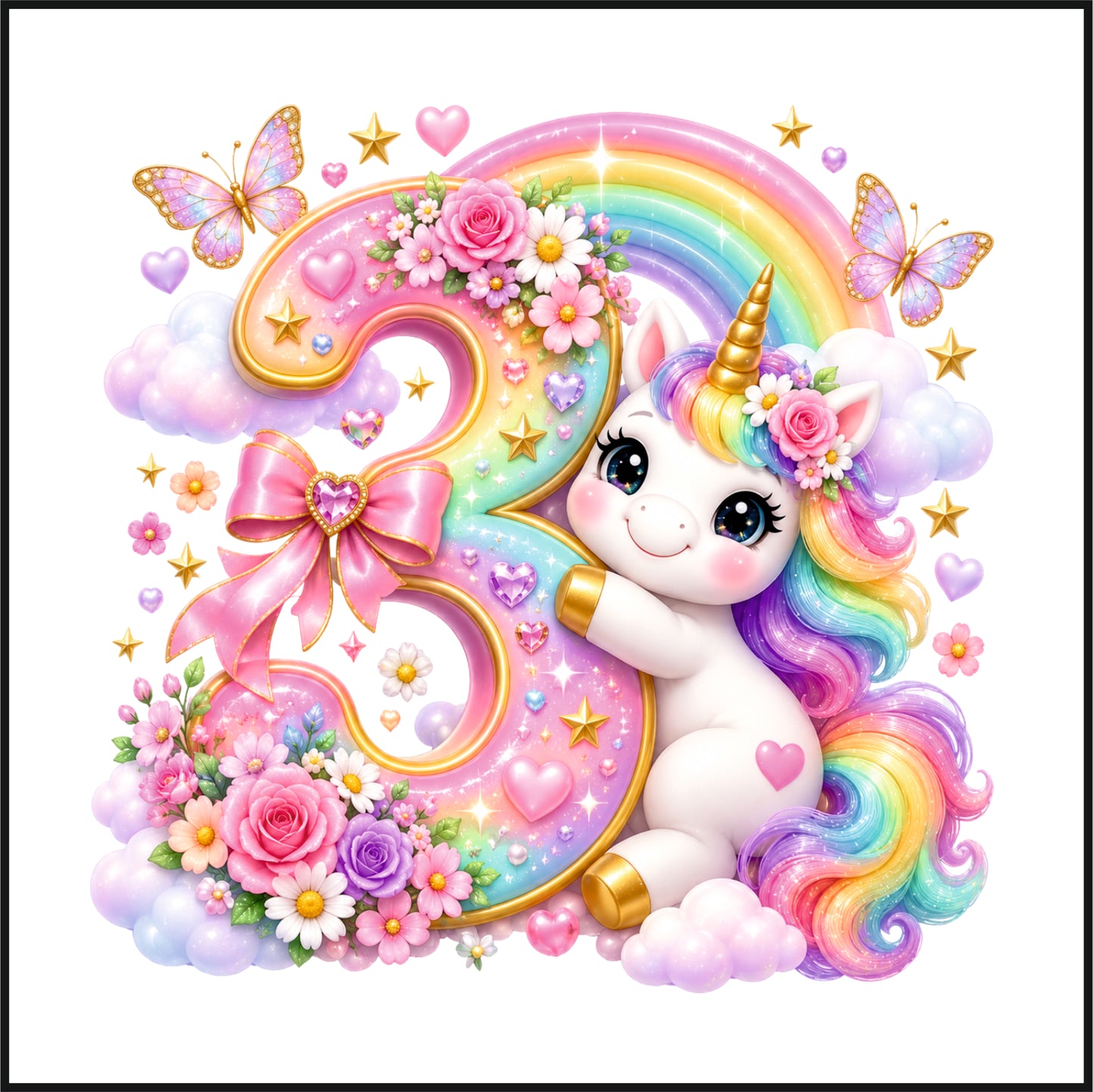 Personalised Unicorn Birthday Tee Shirt.