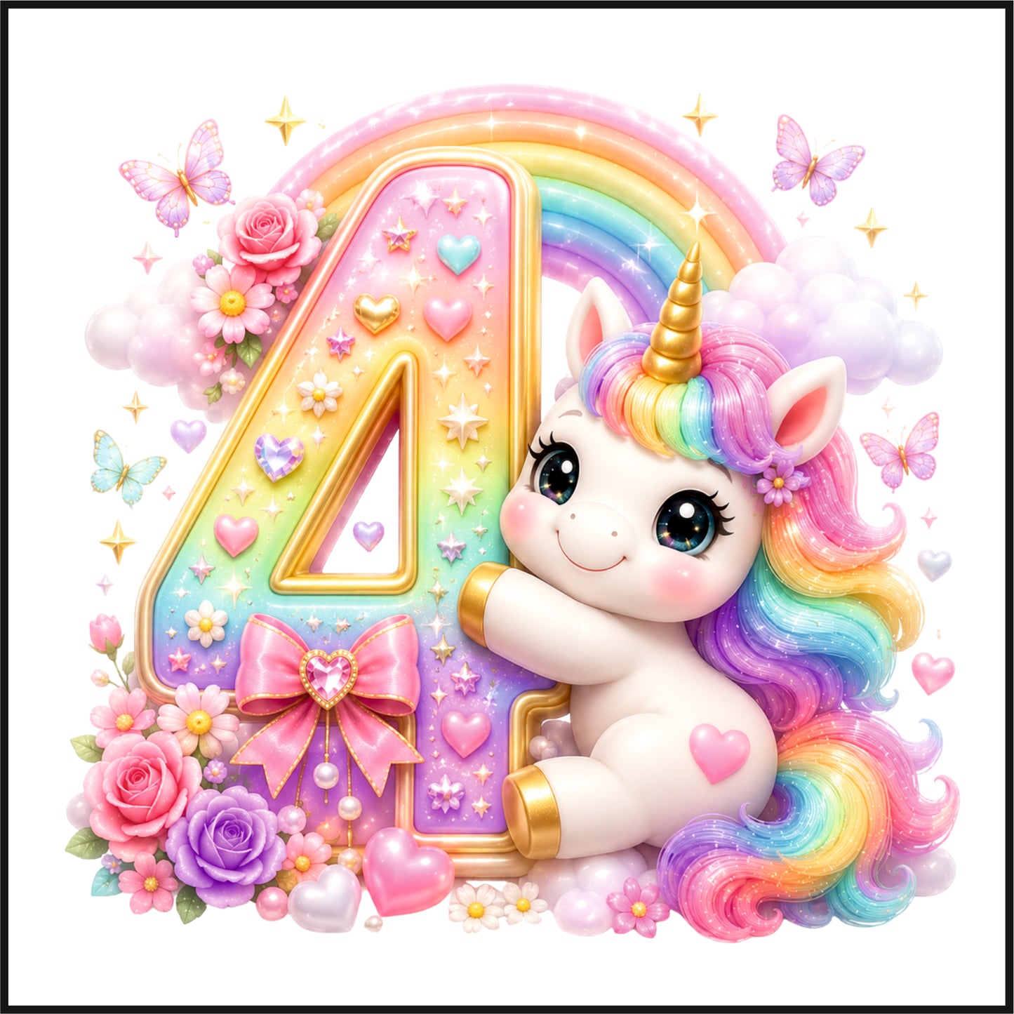 Personalised Unicorn Birthday Tee Shirt.