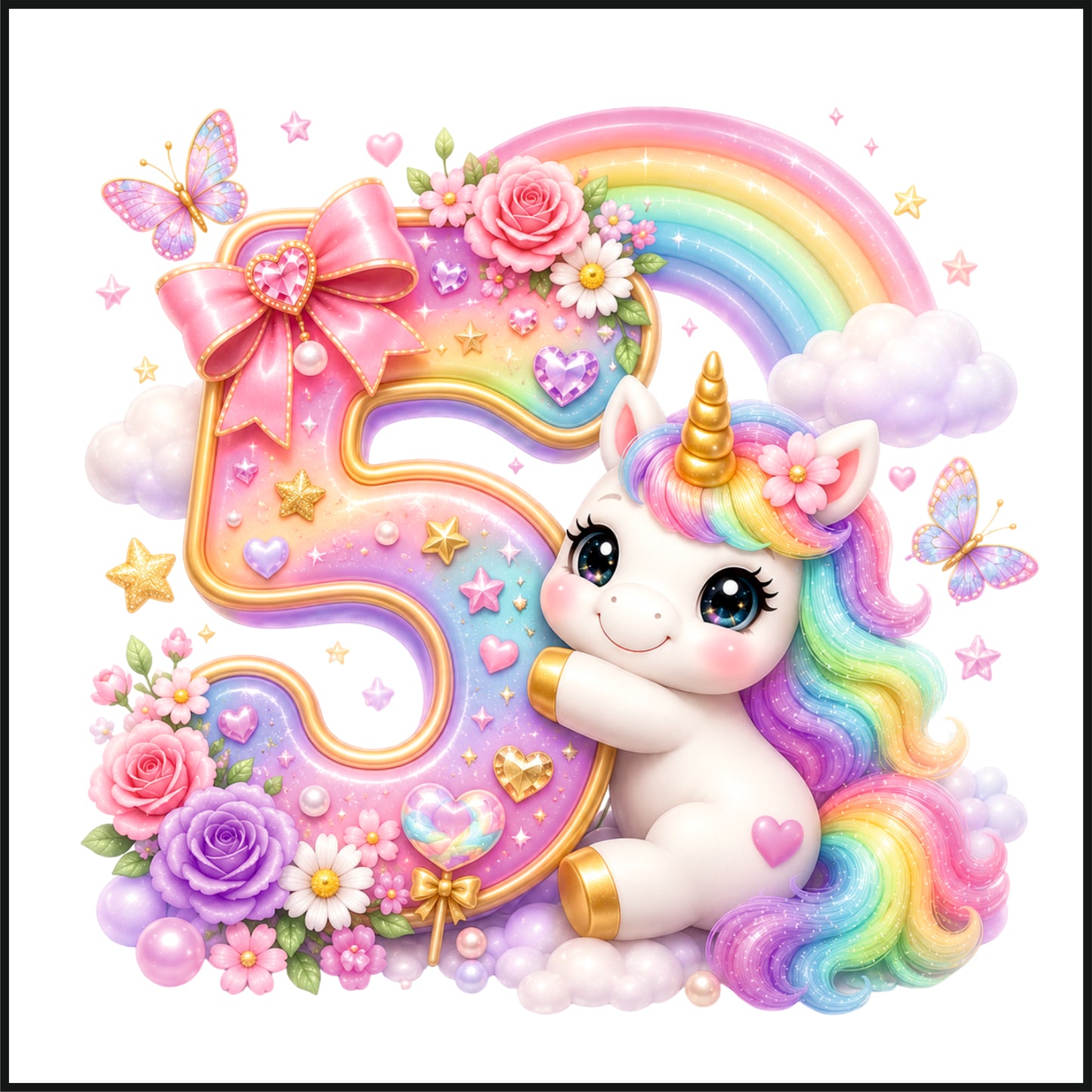 Personalised Unicorn Birthday Tee Shirt.